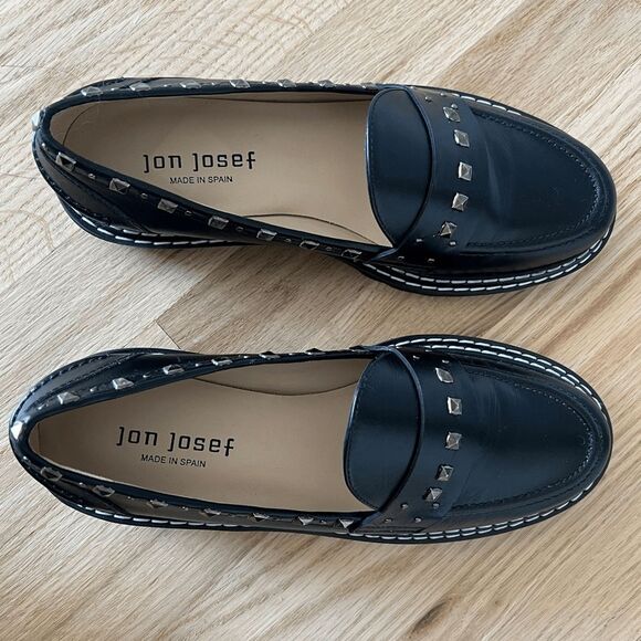 Jon Josef made in Spain Gabby Studded platform loafer black silver size 37 - Picture 11 of 11
